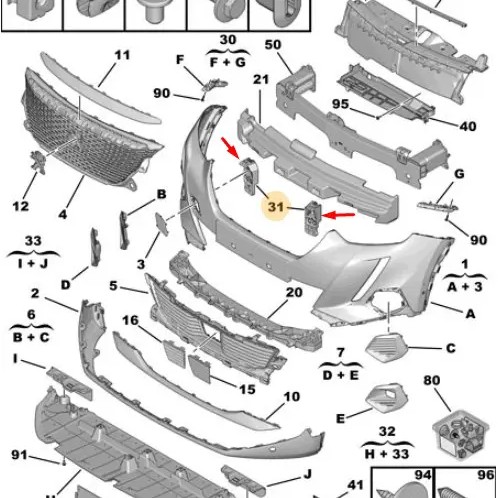 1668510880 Citroen-Peugeot 2008 2019 Support de pare-chocs avant Citroen Peugeot