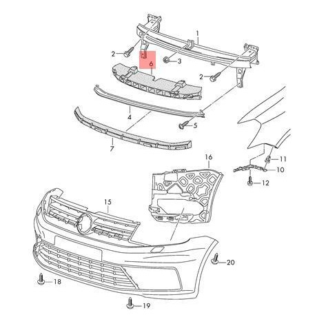 Véritable pièce de remplissage en mousse centrale VW Caddy 2K5807248B