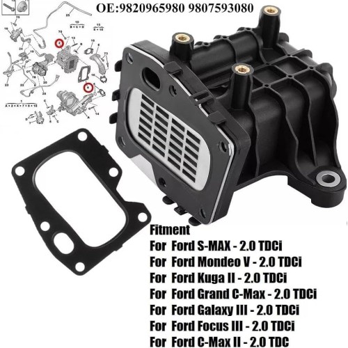 9807593080 Egr Boîtier de refroidissement de rechange pour Ford SMAX Peu.geot 308 508 Citroën DS4 DS5 C4 C5 3553004 1861749